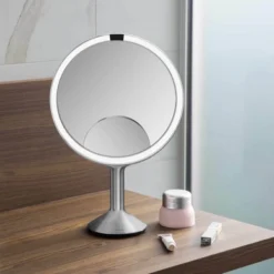 Miroir De Maquillage Simplehuman Avec Capteur Grossissement 3x 5x 10x Argent 25 Cm -Salle De Bain Boutique 3 838810023663 3
