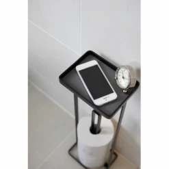 Porte-Papier WC Yamazaki Tower Stand And Tray Black -Salle De Bain Boutique 4903208077408 2