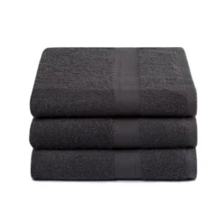 3 Serviettes De Douche Anthracite (70 X 140 Cm)